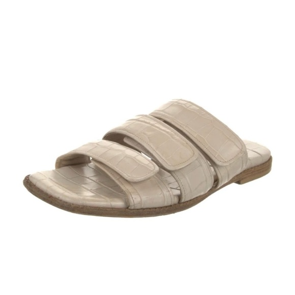 Freda Salvador Embossed Leather Alita Padded Strap Cream Slide Sandals $365 7.5 - Picture 3 of 5
